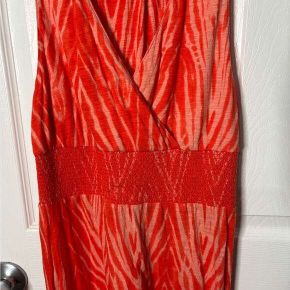 Lucky Brand Orange Sleeveless Wrap Maxi Halter Dress Size Medium - Picture 5 of 7